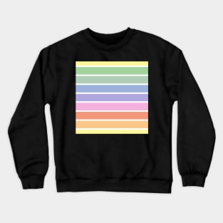 Vintage white and bright pastel rainbow stripes - horizontal Crewneck Sweatshirt